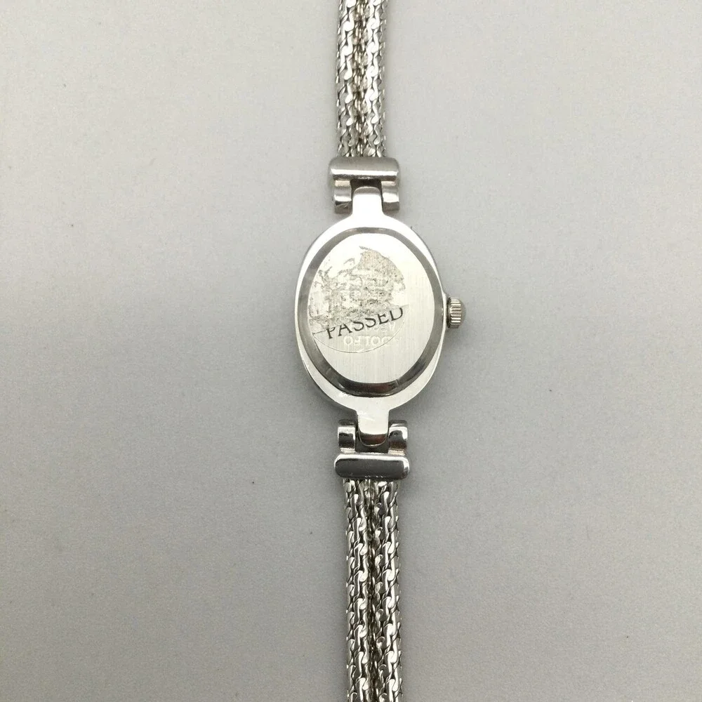 Adolfo Womens Watch 16mm Black Dial Silver Tone Crystals New Battery 7.5